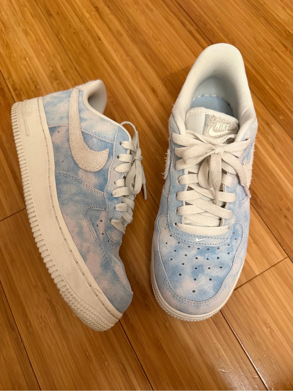 Nike Low-Top Sneakers in Light Blue and White Tie-Dye